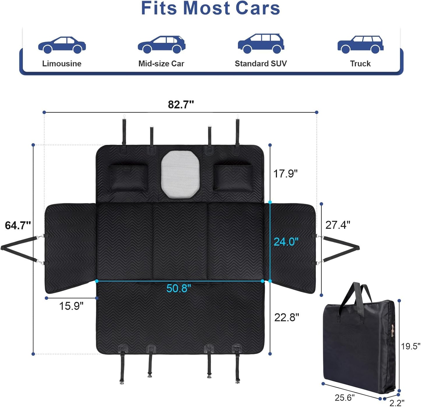 Dog back seat extender platform covering the footwell gap