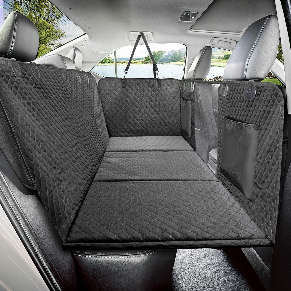 Nova Forge hard-bottom dog car seat cover in black